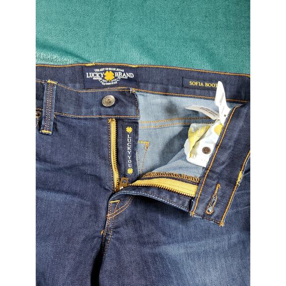 Lucky Brand Jeans Size 10 Womens Blue Stretch Pants Dark Mid Rise Sofia Bootcut - Picture 5 of 13